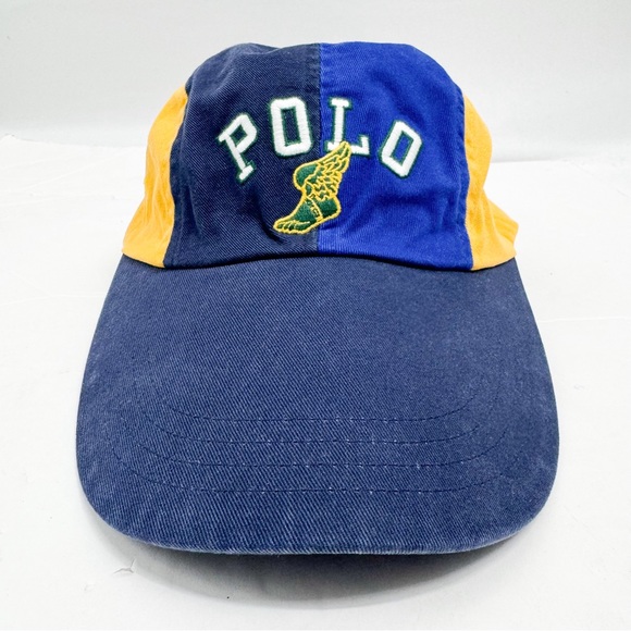 Polo Ralph Lauren Long Bill Blue Yellow Wing Twill Ball Cap Hat - Picture 8 of 16